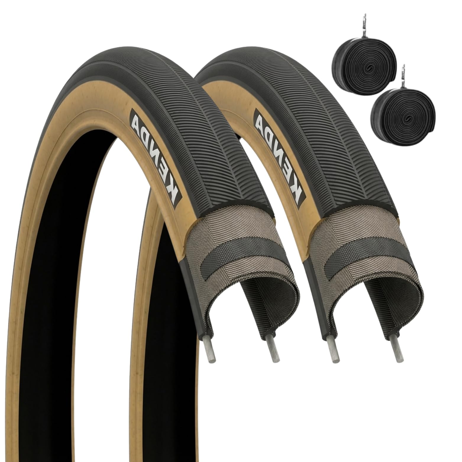 2 COPERTONI BICI CORSA KENDA 700 X 28 C + CAMERE PNEUMATICI NERO PARA BICI CITY BIKE TREKKING 28 X 1 5/8 X 1 1/8