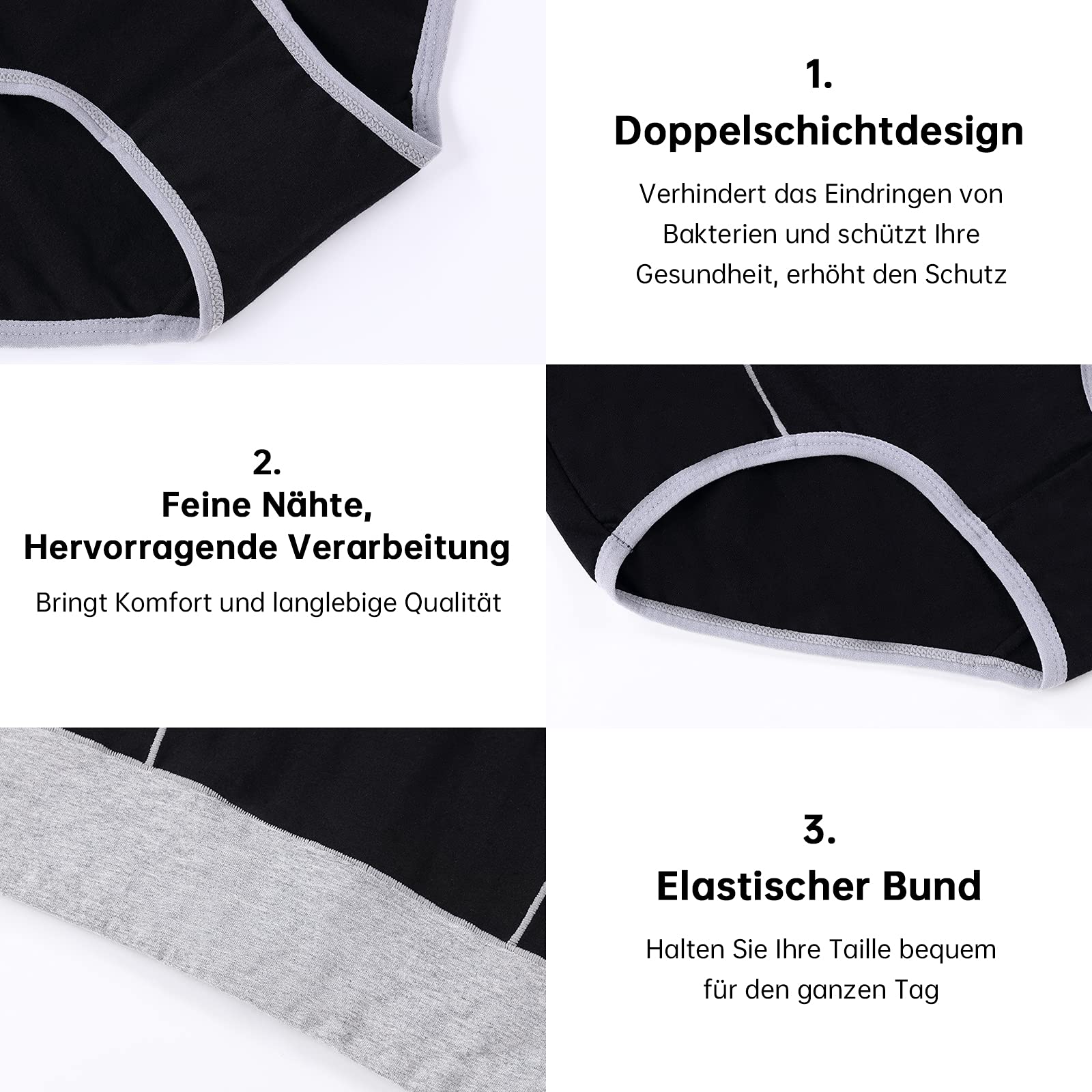 FALARY Mutande Vita Alta Donna in Cotone, Pacco da 5