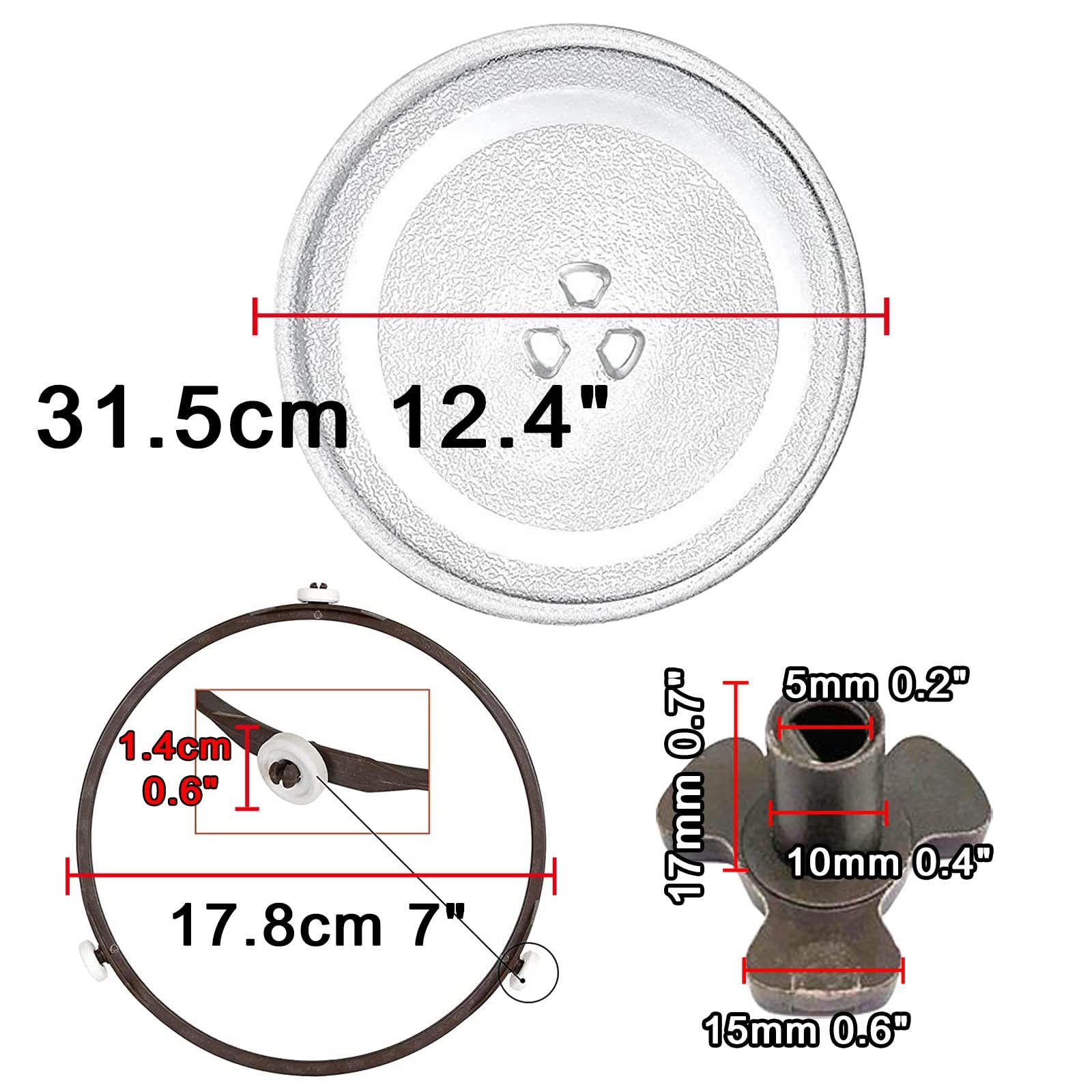 Ersatz Glasdrehteller Für Mikrowellen, Mikrowellenteller Mit 3 Fixers, 24.5cm 25.5cm 27cm 31.5cm Diameter Thickened Glasteller Drehteller, Glasteller Drehteller Für Diverse Mikrowellen ( Color : Clear