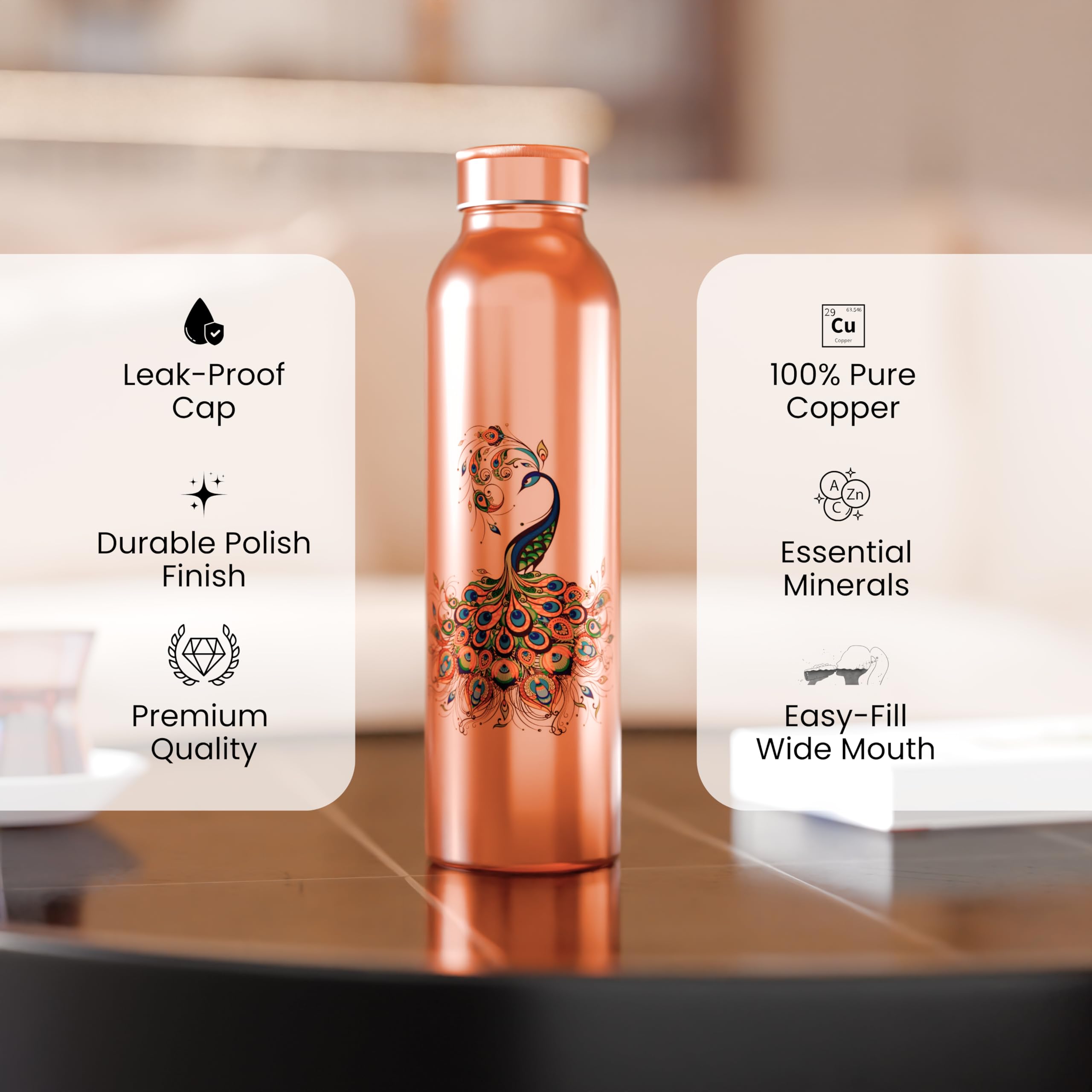 Amazon.com: COPRON 100% Pure Copper Water Bottle for Drinking – 30