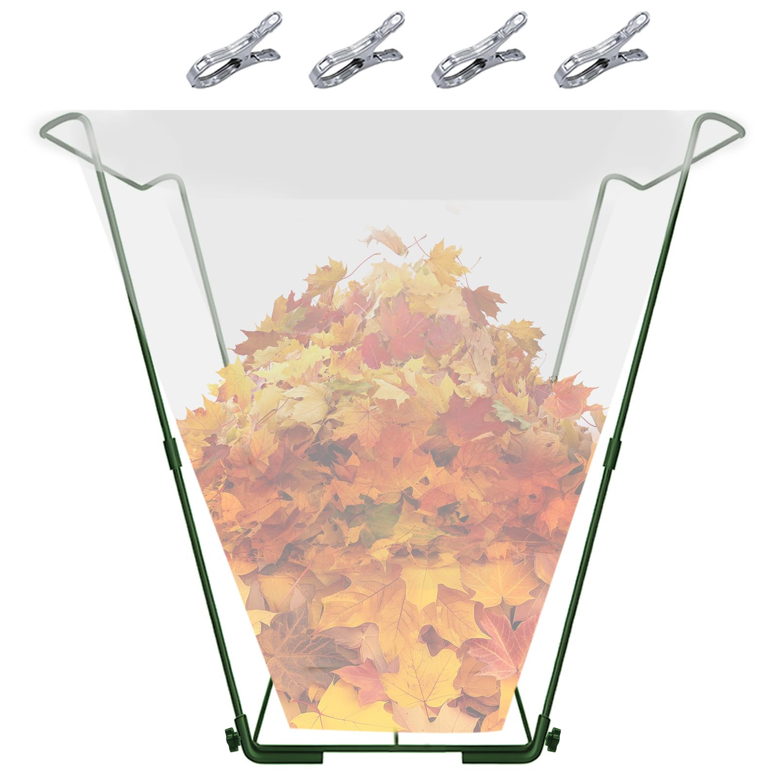 Outdoor Metal Leaf Bag Holder Stand, Fits 30-45 Gal Garbage Bags, Portable
