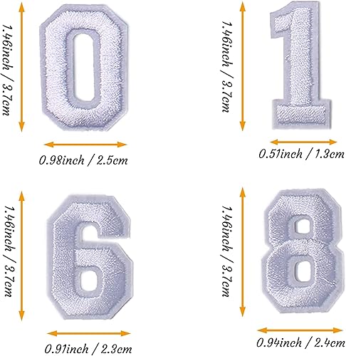 Miniatura 2 de AXEN 40 parches de números, parches de números del 0 al 9, planchar en números para ropa, mochila, sombrero, toalla, medias, zapatos, etc. Blanco