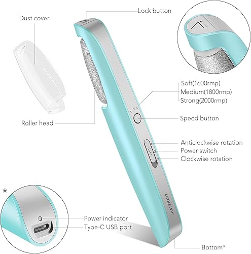 Miniatura 5 de Removedor eléctrico de callos para pies, kit profesional de pedicura para pieles secas, muertas, agrietadas y duras, en casa, kit de cuidado de spa