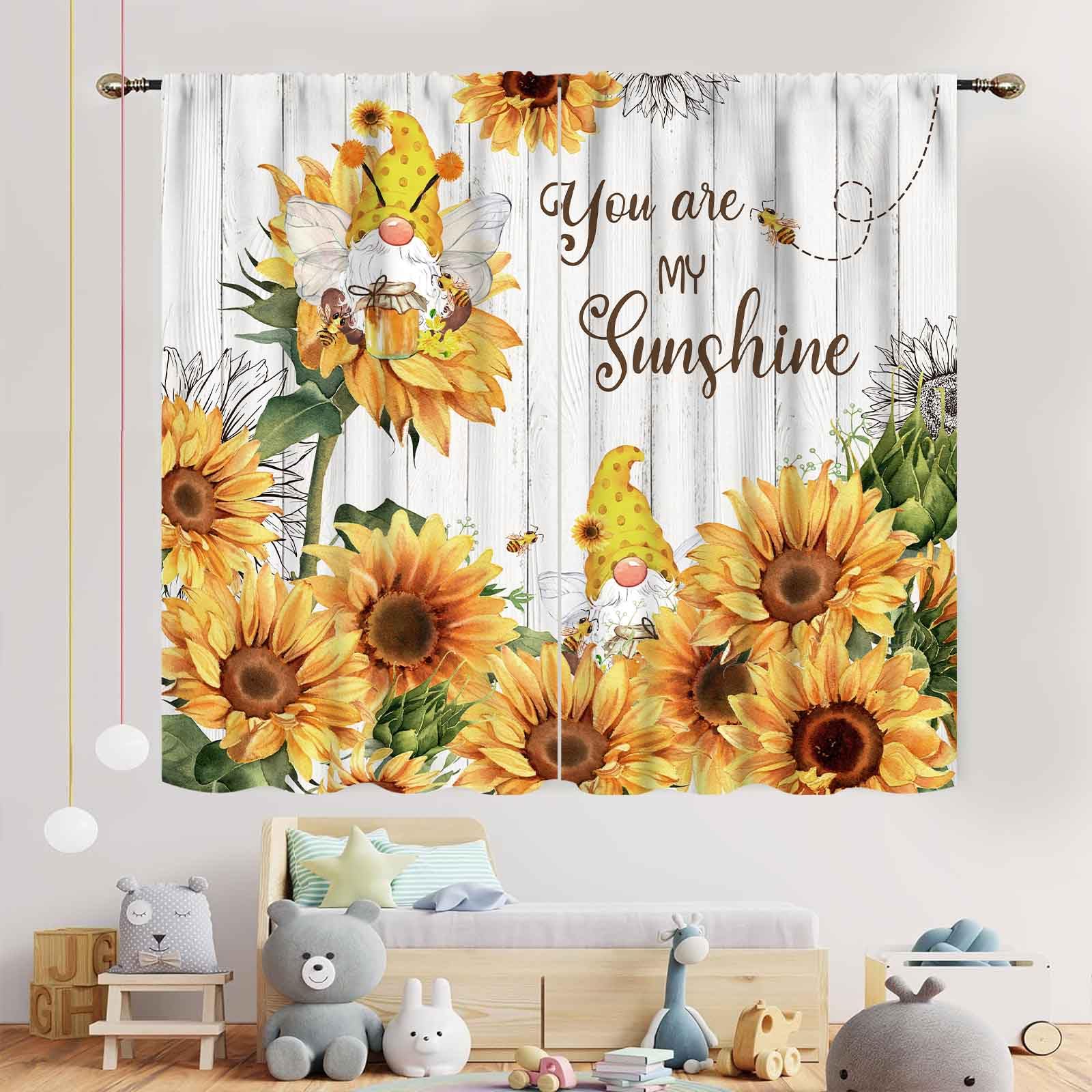 Cortinas Opacas De Girasol, Hermosas Flores, Amarillo Brillante, Blanco,  Búfalo, Cuadros, Colorido, Rústico, Impresión Artística Para, image size:1600x1600