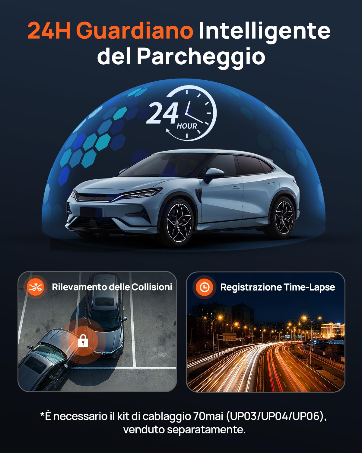 70mai Dash Cam Auto 4K M800 Anteriore e Posteriore, STARVIS 2 IMX678 Super Visione Notturna e Apertura F1.7, Doppio HDR, Supporto 4G LTE e Wi-Fi 5GHz, eMMC da 128 GB Integrata, GPS, Controllo Vocale