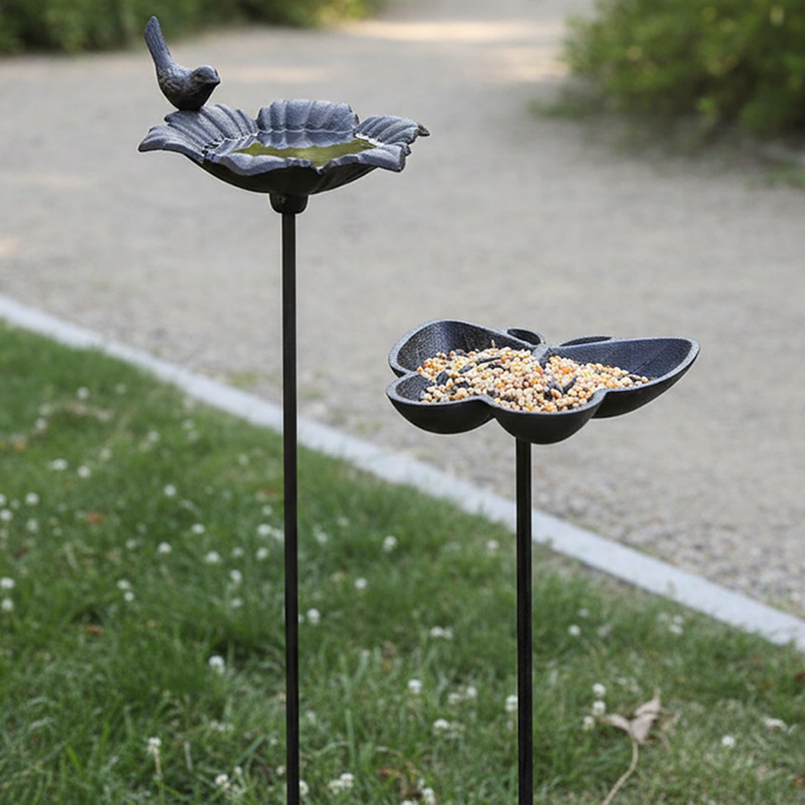 Bienentränke Metall Blume Vogeltränke Gartenstecker 79cm Wetterfest Insektentränke Draußen Handgemacht Für Balkon Garten(Shells)