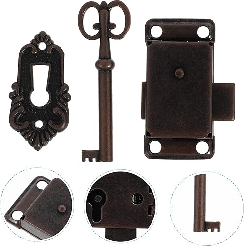 Miniatura 3 de DOITOOL Juego de 4 cerraduras de gabinete vintage antiguas para caja de joyería, cerraduras de metal
