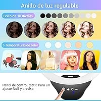 Vista 3 de Sensyne Anillo de luz de 12 pulgadas con palo selfie de 67 pulgadas, trípode y soporte para teléfono, control remoto selfie de luz circular