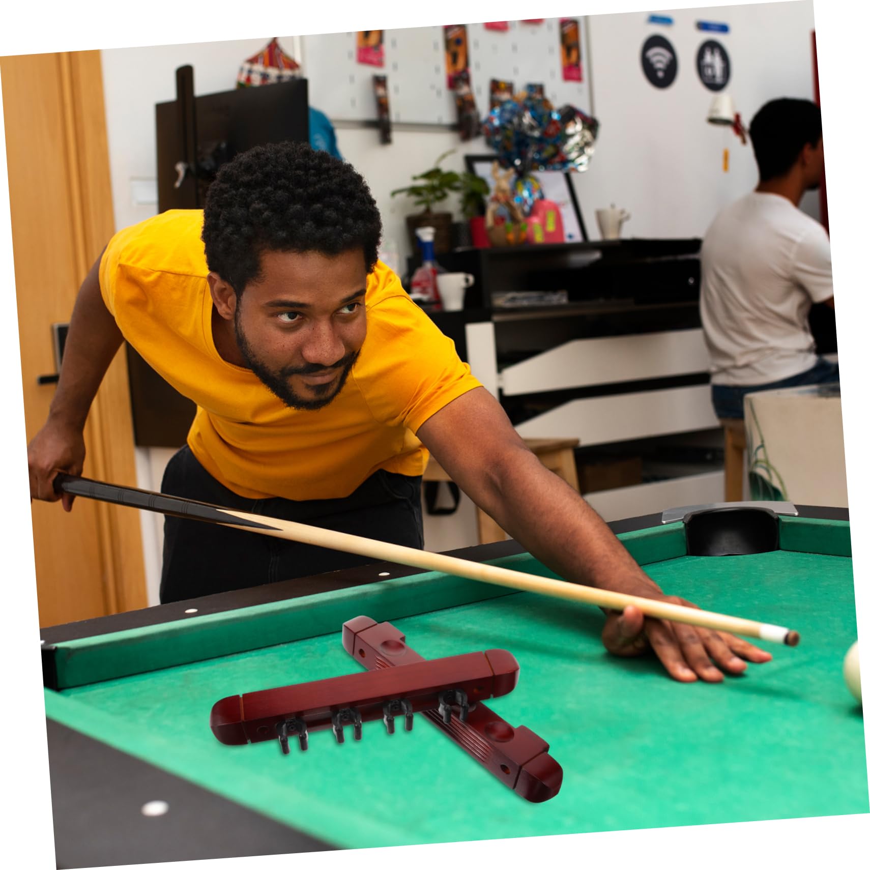 DECHOUS 1Set Wall Mounted Billiard Rack Slot Wooden Holder for Pool Table Accessories Storage Display Stand for Billiard Lovers Great Friends Family