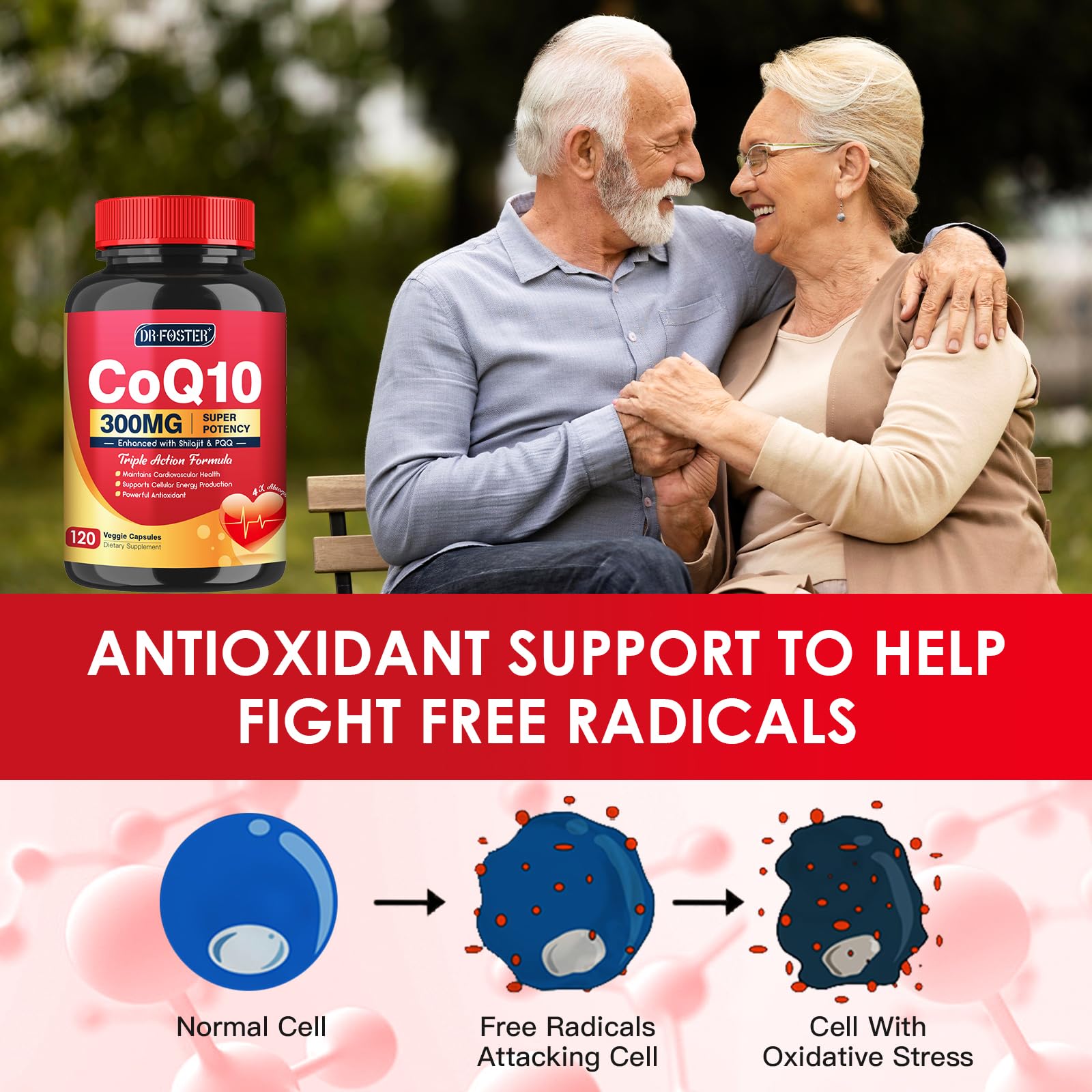 CoQ10 300mg with PQQ & Shilajit - Powerful Antioxidant for Heart & Brain Health and Energy Production - High Absorption with Bioperine Coenzyme Q10 Supplements - 120 Capsules