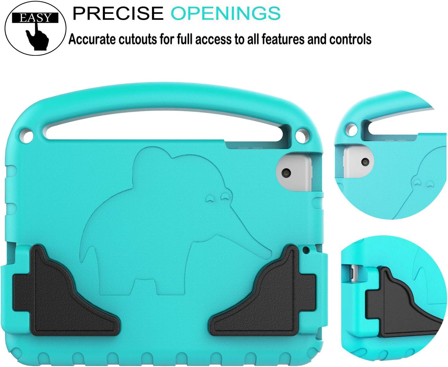 LTROP Kids Case for iPad Mini 1 2 3 4 5 - Light Weight Shock Proof Handle Friendly Convertible Stand Kids Case for iPad Mini, Mini 5 (2019), Mini 4, iPad Mini 3rd Generation, Mini 2 Tablet - Turquoise