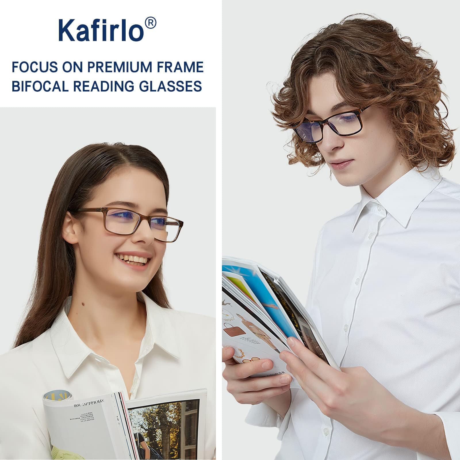 Occhiali da lettura bifocali unisex, con parte superiore trasparente, bloccano la luce blu, per lettori del computer, ampia montatura completa