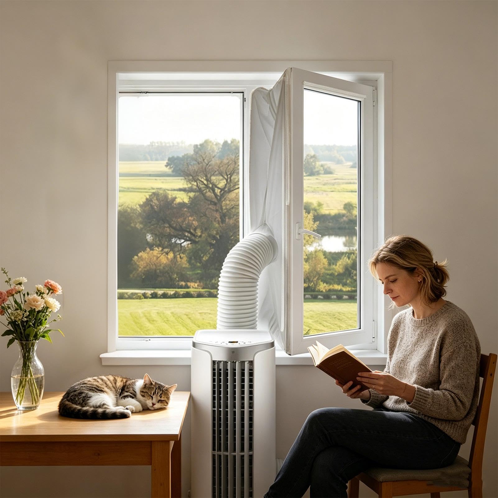 Guarnizione Per Finestra Condizionatore - Set Isolamento Ventilazione HVAC Con Cerniera | Kit Sfiato Finestra Condizionatore | Casa Appartamento Camera Ufficio Officina