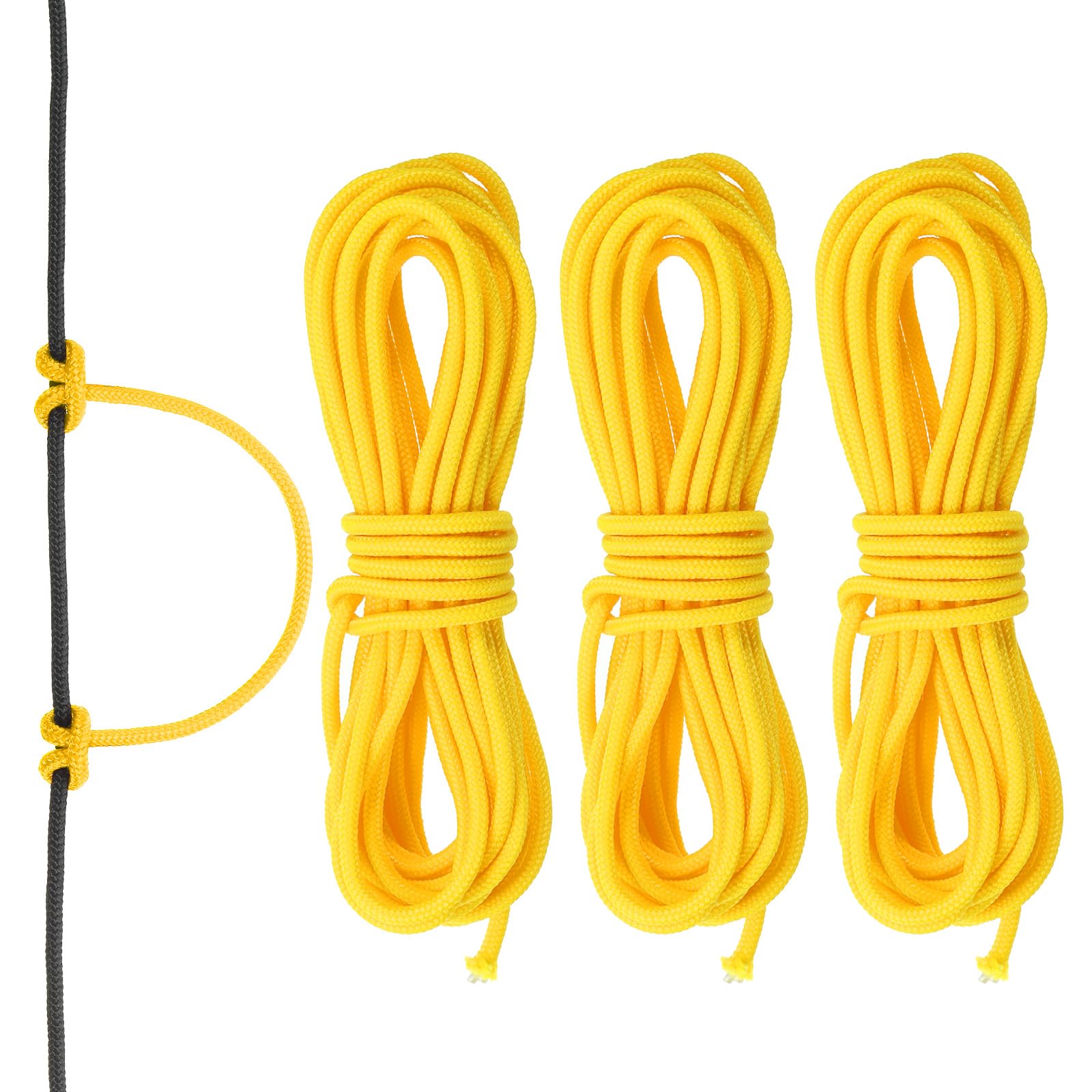 MECCANIXITY 10 Feet Archery D Loop Rope String Nocking Loop Rope Serving Thread Release Material for Compound Archery Bowstring(Yellow, Pack of 3)