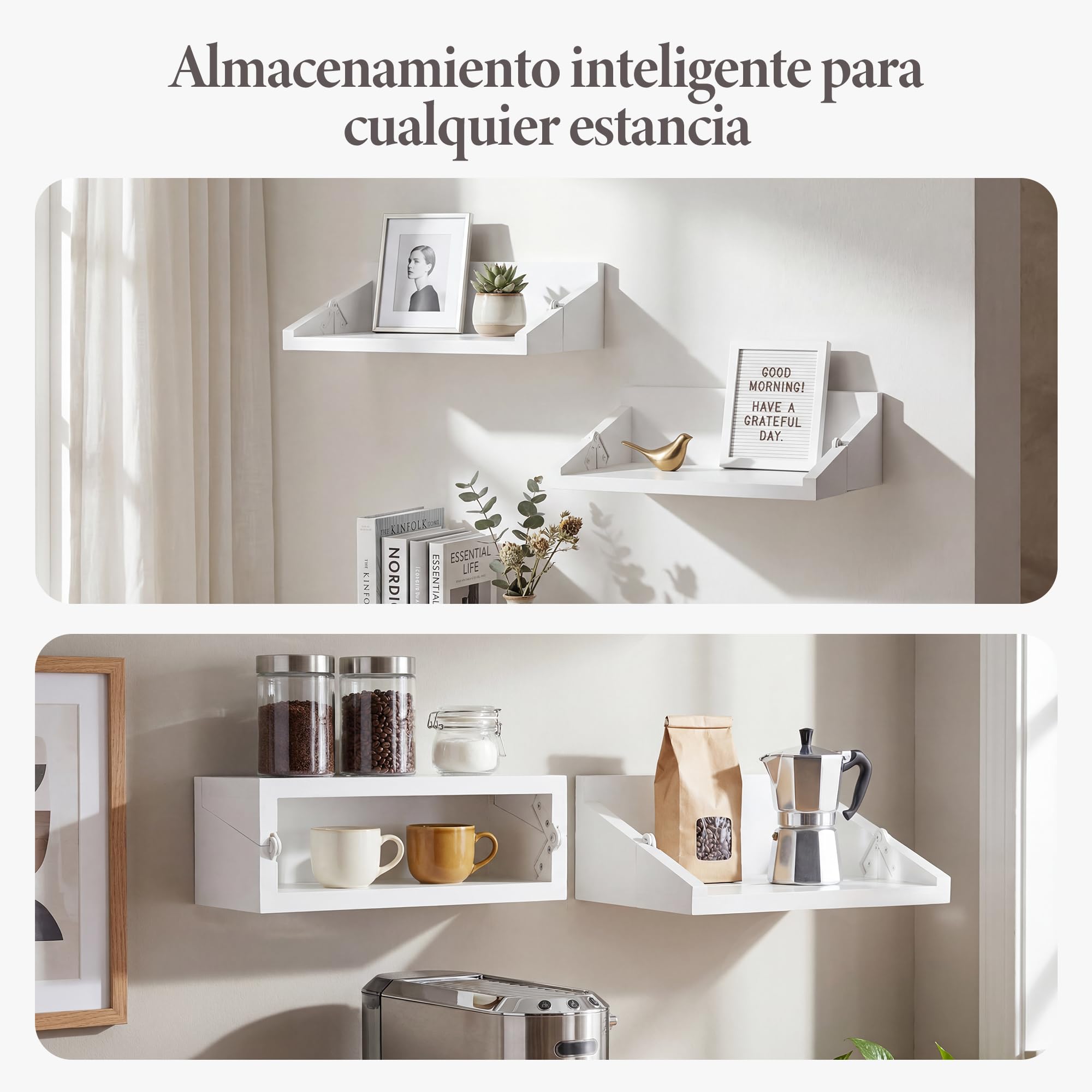 SUMGAR Mesilla de Noche con Estante Blanco - Mesita de Noche Plegable para Cama y Litera - Cajón para Dormitorio y Sala de Estar - Mini Colgante de Pared para Sostenedor de la Bebida,32x12x10cm