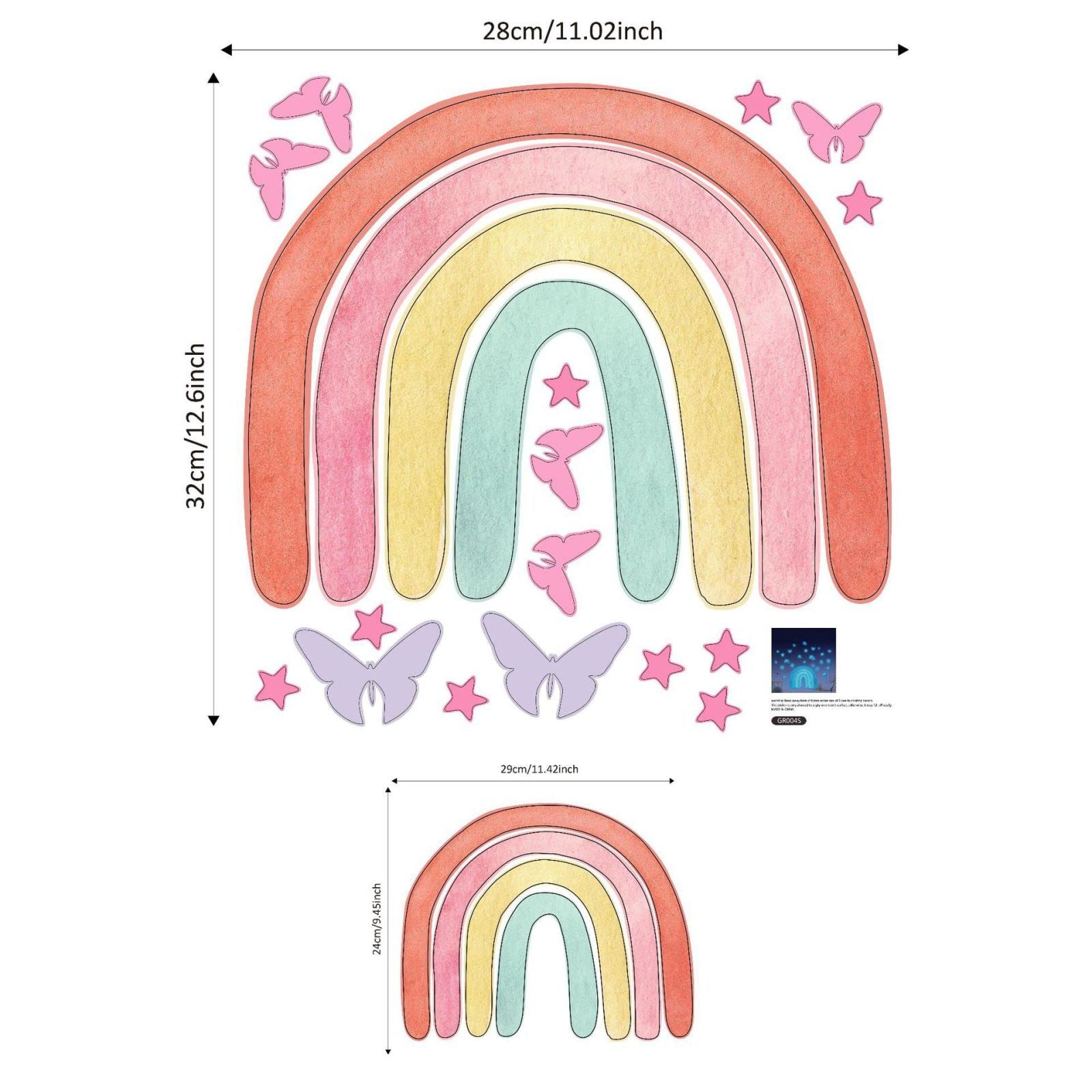 Wandtattoo Kinderzimmer Orange Grün Regenbogen Leuchtsterne Kinderzimmer Wandsticker Wandsticker Kinderzimmer Glow in the Dark Wandtattoo Kinderzimmer Mädchen Junge für Wanddeko Geschenke 3 Stück