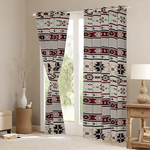 Miniatura 10 de Cortinas y cortinas occidentales de 84 x 63 pulgadas, cortinas aztecas, cortinas opacas exóticas nórdicas bohemias, tribu india, geometría, étnica,