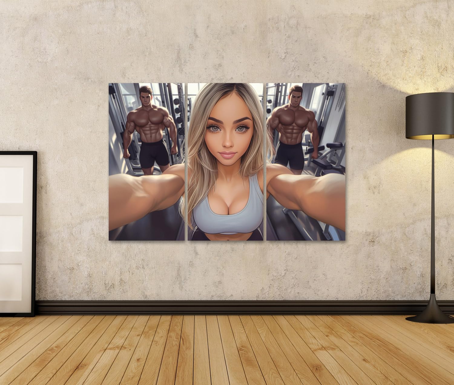 islandburner Quadro su tela Fitness Selfie con muscoli impressionanti per la palestra appassionati di fitness negozio di sport immagini murali poster