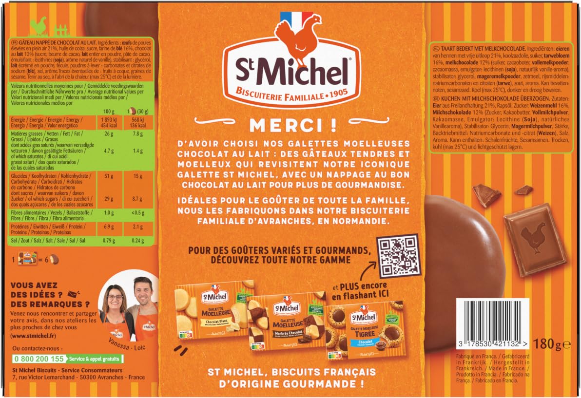 ST MICHEL - Molde suave para tartas con chocolate con leche, 9 paquetes de 180 g