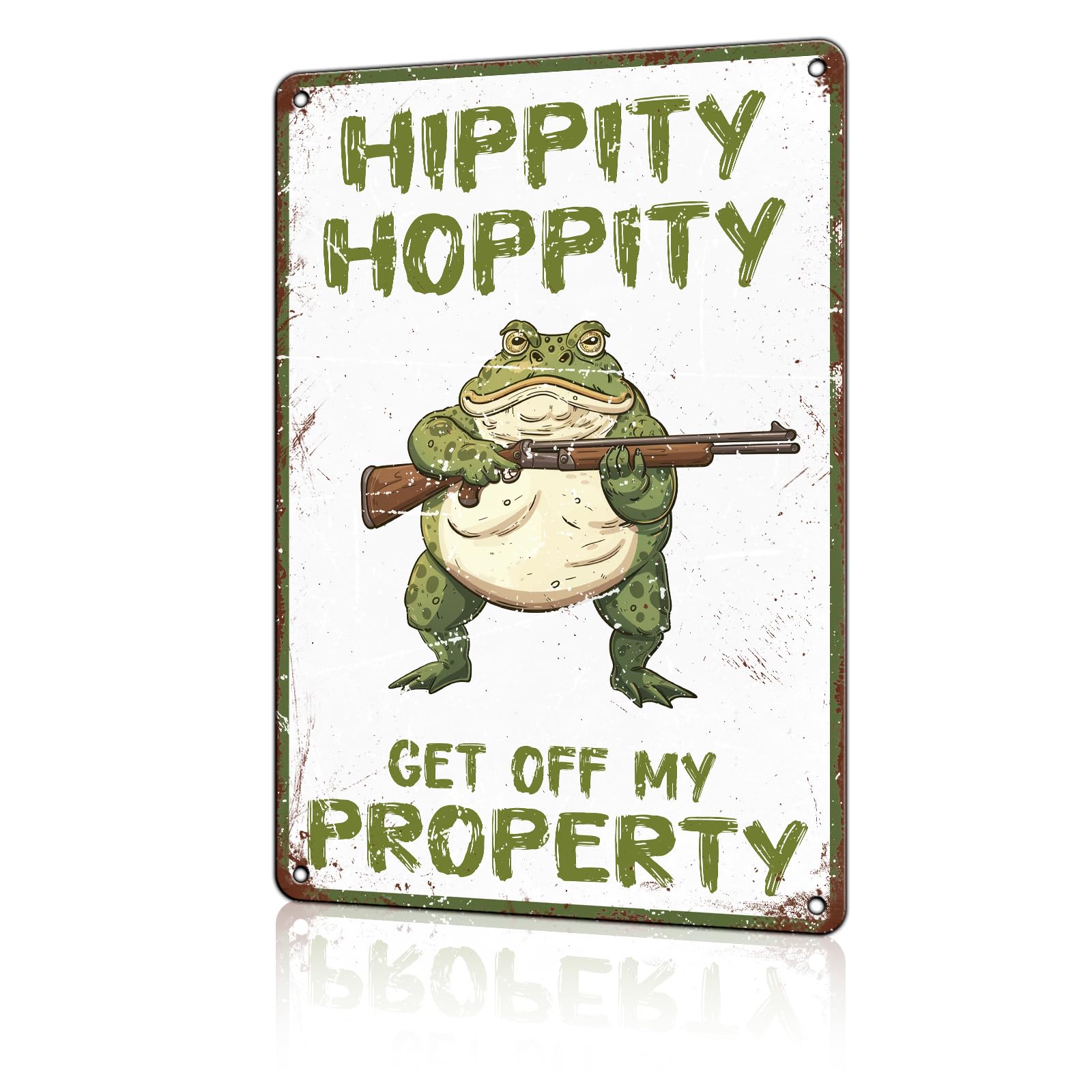 Anceky Funny Frog Decor Hippity Hoppity Get off My Property Frog Vintage Metal Signs Animal Tin Sign for Home Outdoor Wall Decor 12×16 Inch