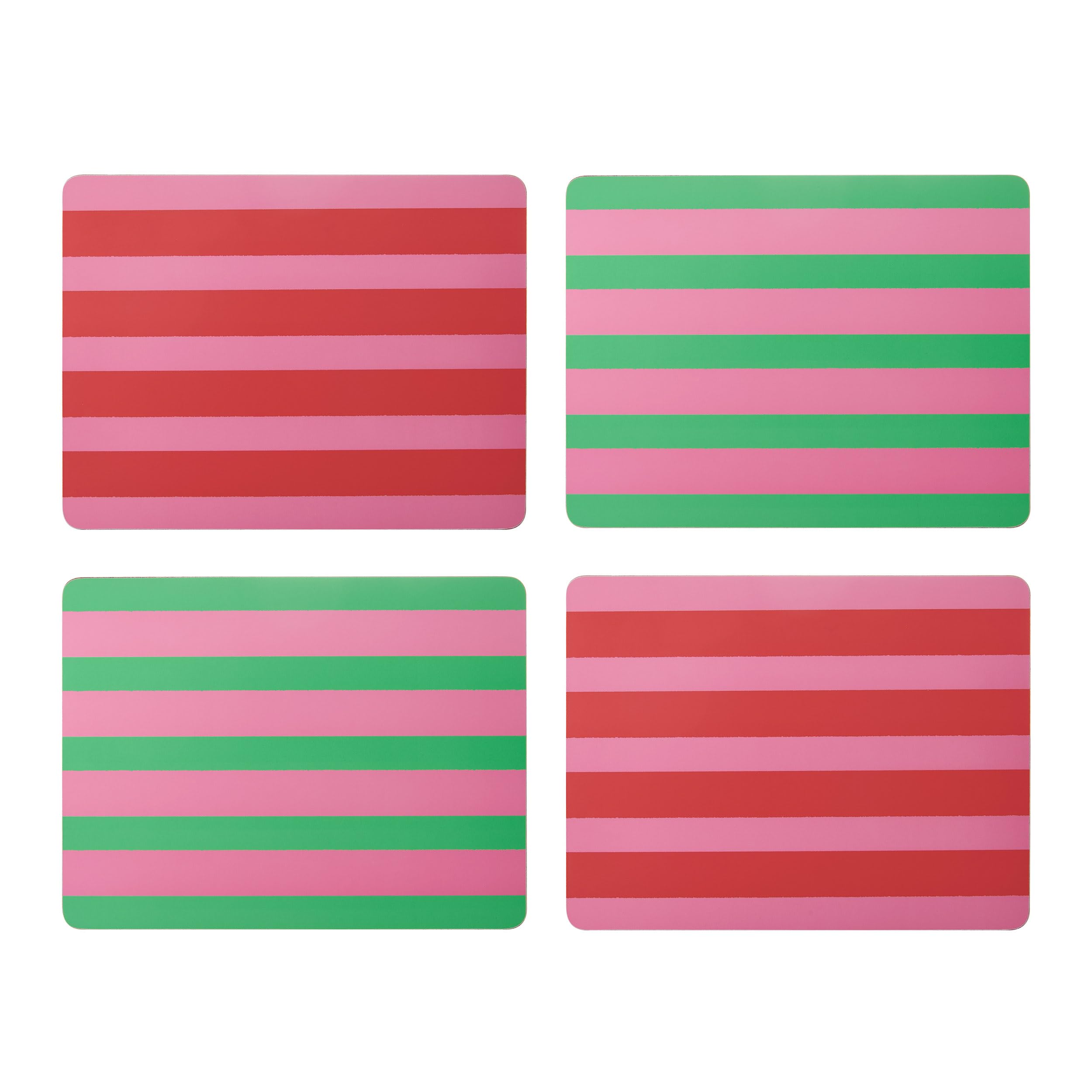 Creative Tops Stripe Print Set of 4 Rectangle Placemats cork back Heat-Resistant Stain-Resistant Surface Protector to 120°C Luxury Lacquered Surface Easy Wipe Clean, 30 x 22 cm