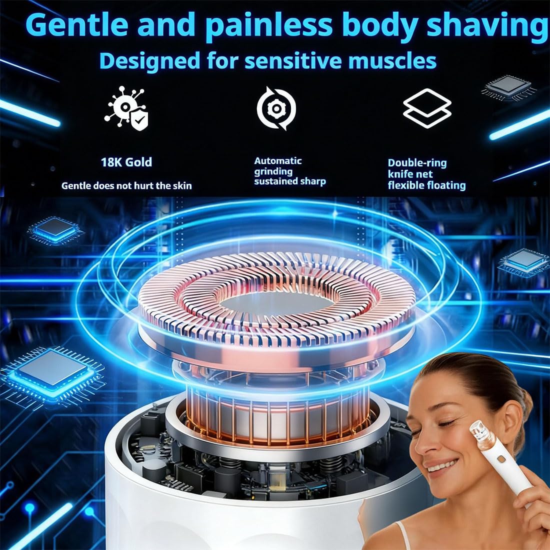 Gesichtsepilierer für Frauen, Gesichtshaarentferner, 2-in-1-Epilierer für Gesicht/Lippen/Kinn/Bikinizone/Augenbrauen/Arme und Achseln, Kabelloser Elektrischer Rasierer Epilierer Gesicht (2 Stück)