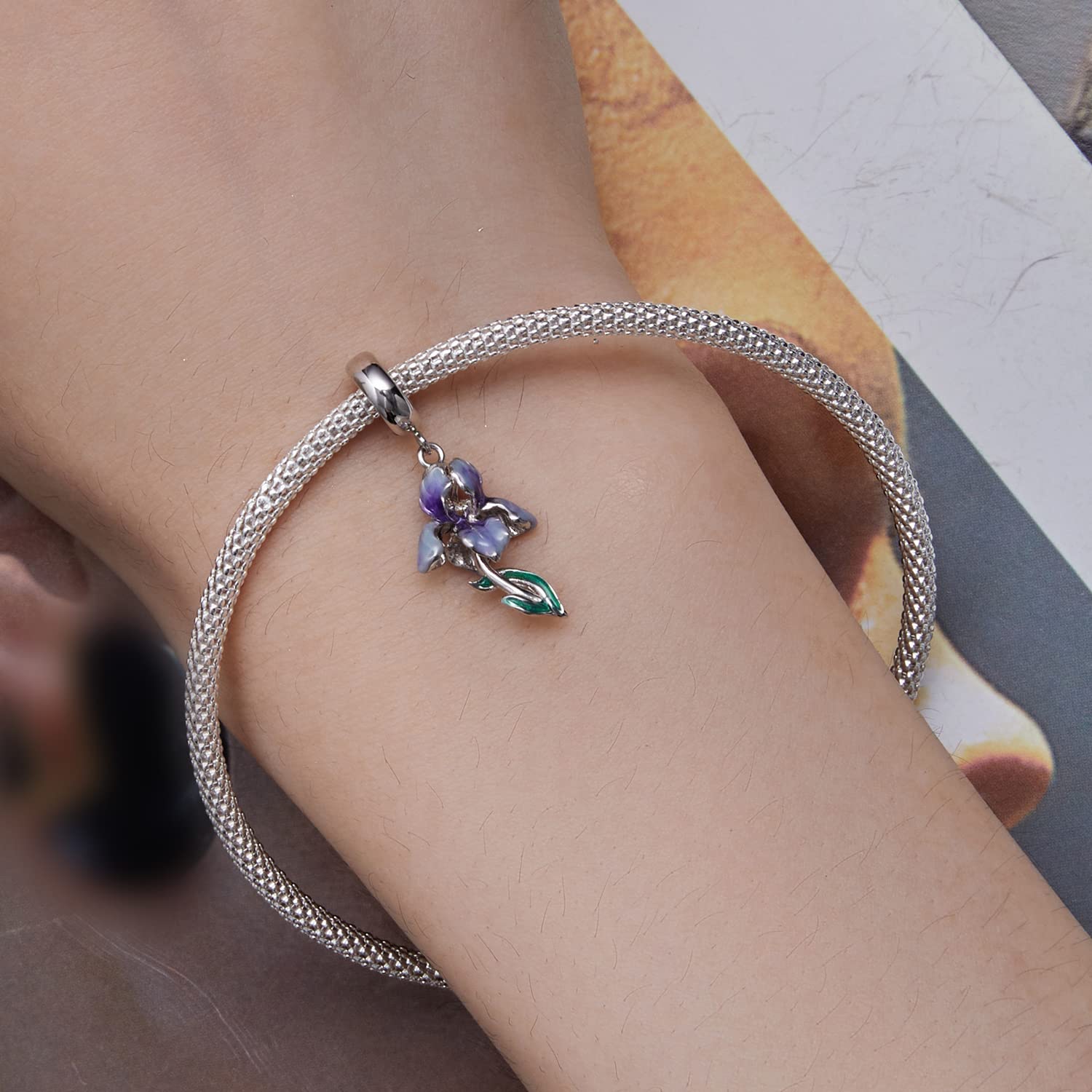 925 Argento Sterling Flower Iris Pendenti Personalizzati
