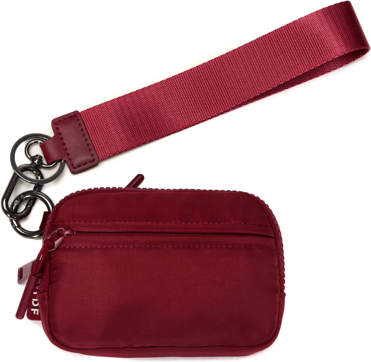 Keychain Wallet for Women Mini Zip Card Holder with ID Window Coin Purse Detachable Wristlet Small Wallets Burgundy - Image 8