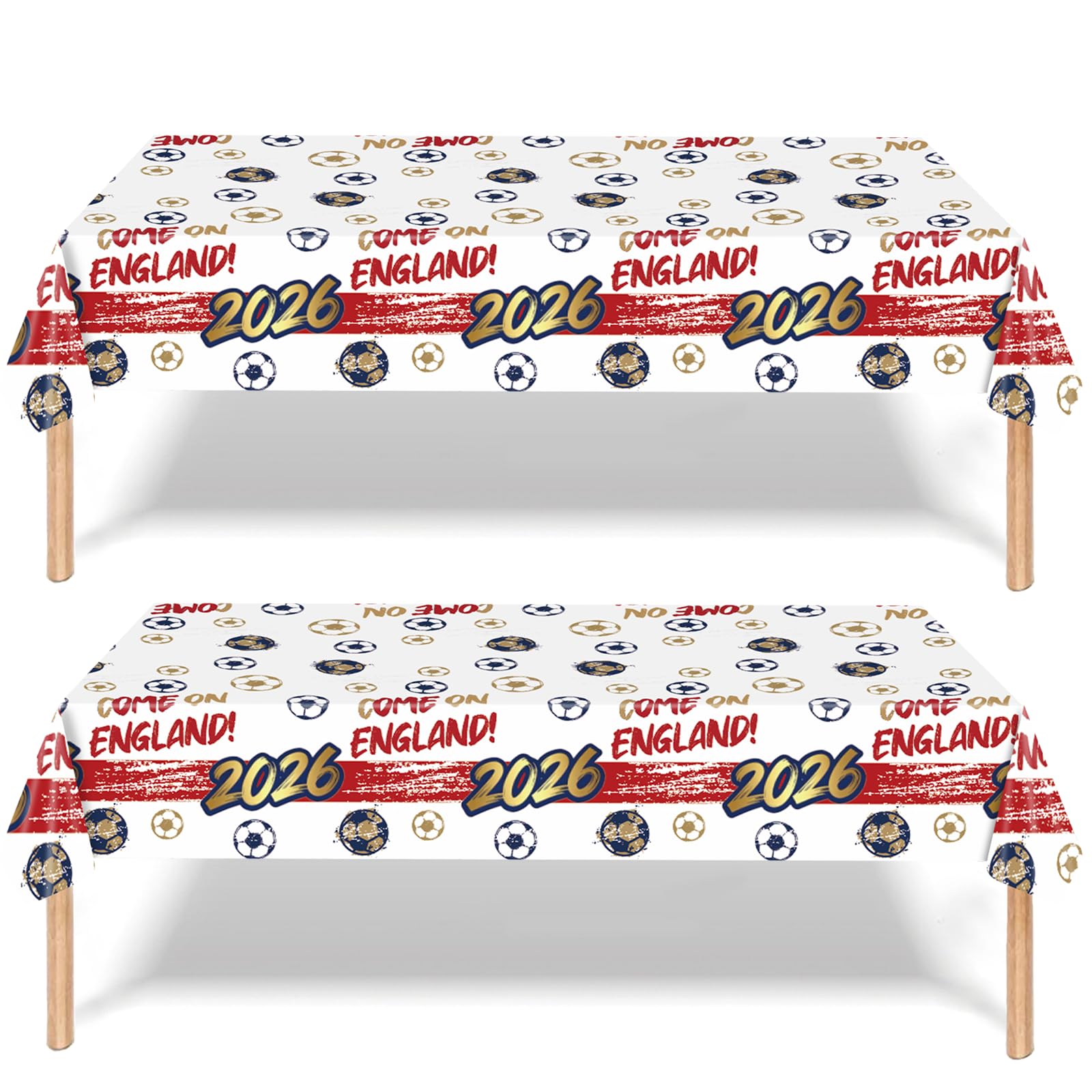 YESAH 2 Pack Party Tablecloths for 2026 World Cup,137 * 274cm Come on England Table Cloths for Three Lions,Football Pattern Table Cover,St George Party Supplies for Sporting Events Pub Celebrations
