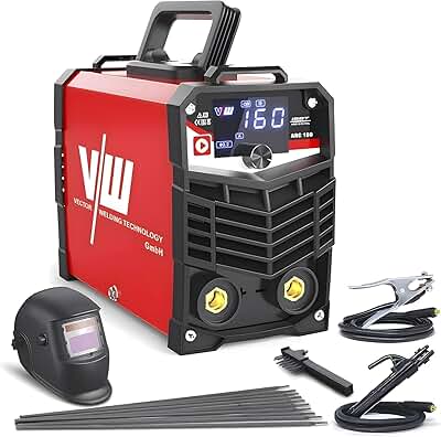VECTOR WELDING Soldador Inverter de Electrodos 160A Set, Máquina de Soldar MMA Portátil, Tecnología IGBT, Pantalla LED, Juego de soldadura ARC 160