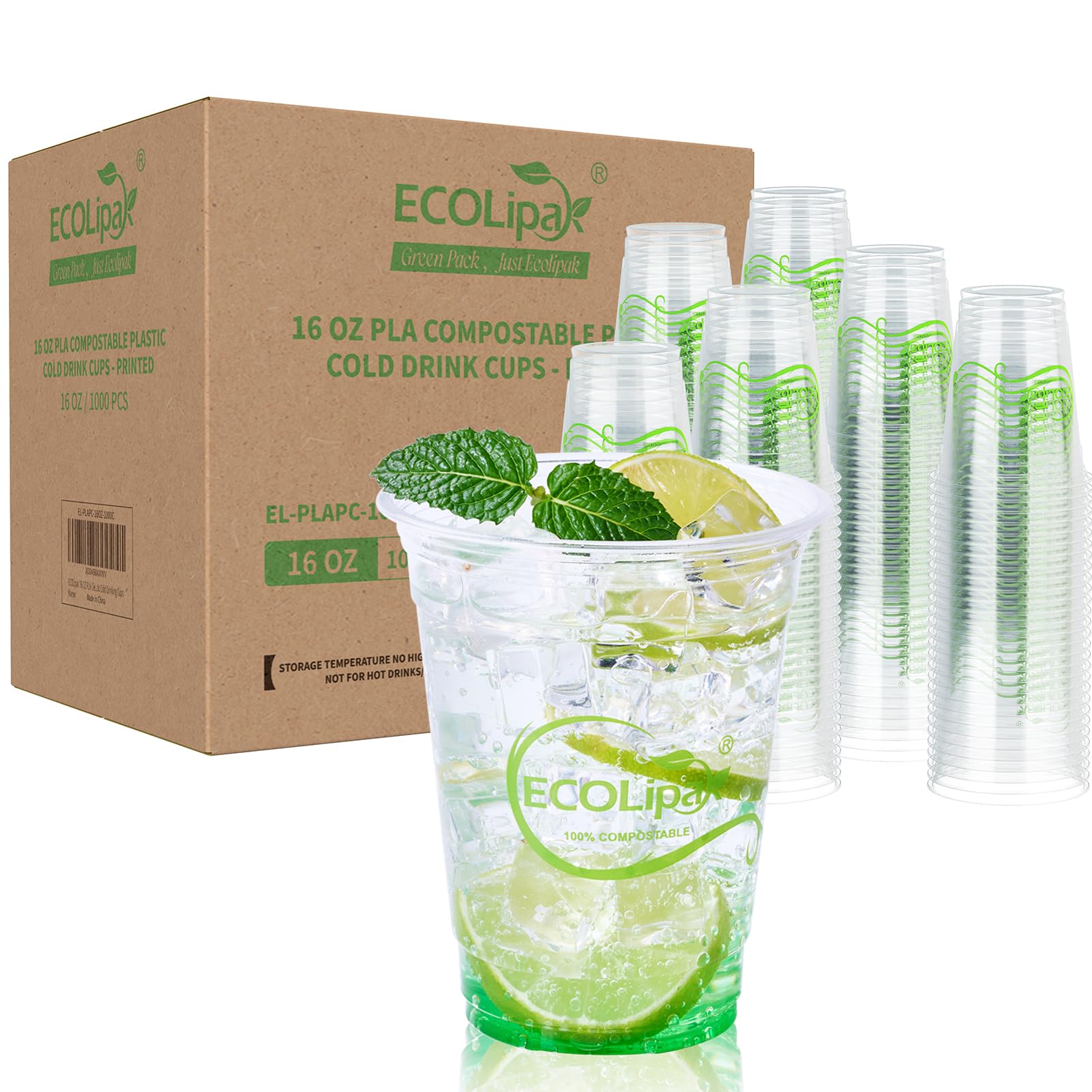 Snapklik.com : 1000 Count 16 OZ Clear Compostable Plastic Cups ...
