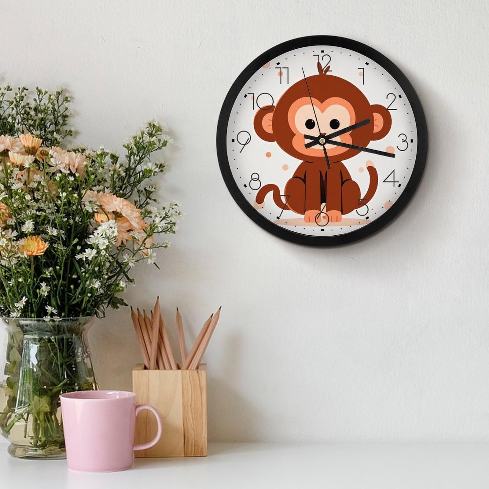 Amazon.com: GFLFMXZW 10 Inch Wall Clock Cute Brown Monkey