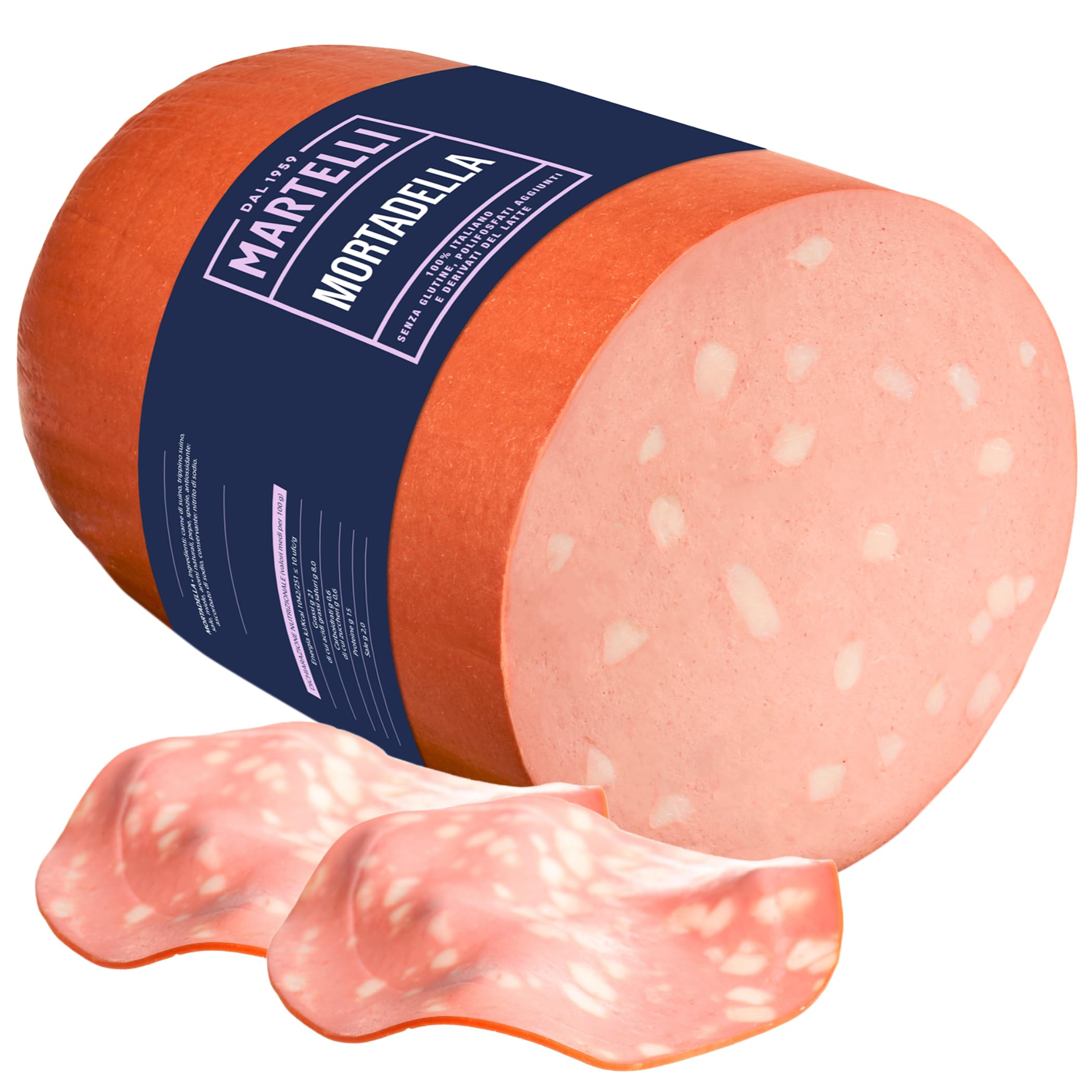 Italian Mortadella (10lbs) - MARTELLI Ready to Slice Mortadella, Authentic Italian Cooked Specialty Made from Pure Pork, Gluten-Free - Product of Italy