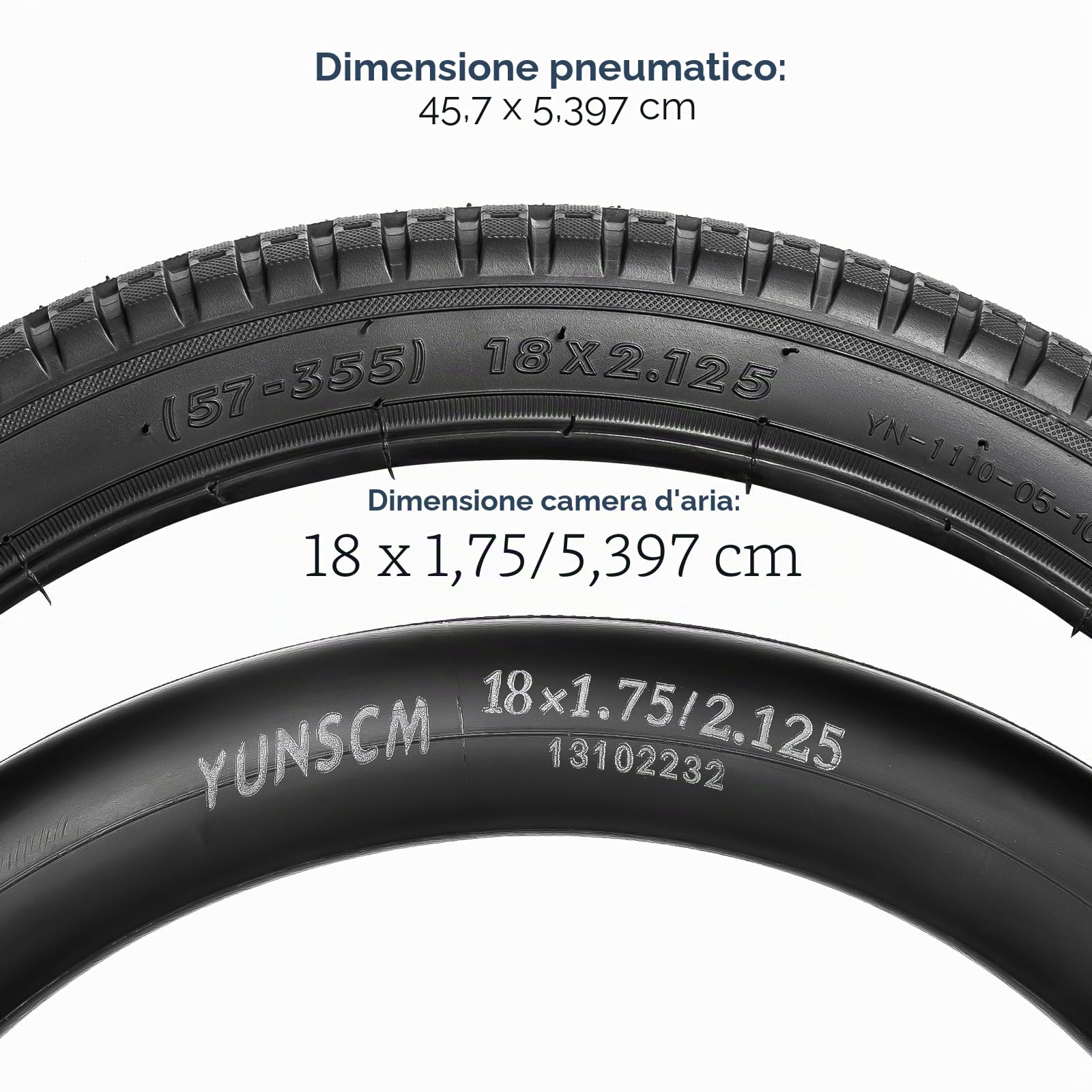 YunSCM 2Pcs Pieghevole 18 pollici pneumatici 18x2.125 ETRTO 57-355 e 2Pcs 18 pollici Camera d'aria AV32mm valvola Schrader, compatibile Bicicletta 18x2.10 18x2.125 18x2.25 Copertoni e Camera d'aria