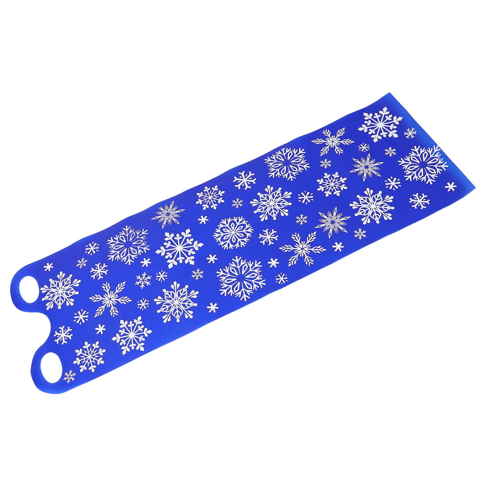 Trineo de Nieve Enrollable 137 Cm para Adultos, Tapete Portátil de Plástico Resistente al Frío con Asas, Diseño Azul con Copos de Nieve, Ligero y Flexible para Colinas