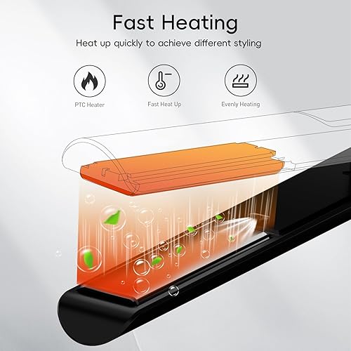 Miniatura 7 de Nicebay Plancha plana de titanio de 1 pulgada, alisador y rizador de pelo de calentamiento rápido, con 5 ajustes de temperatura, tecnología de iones