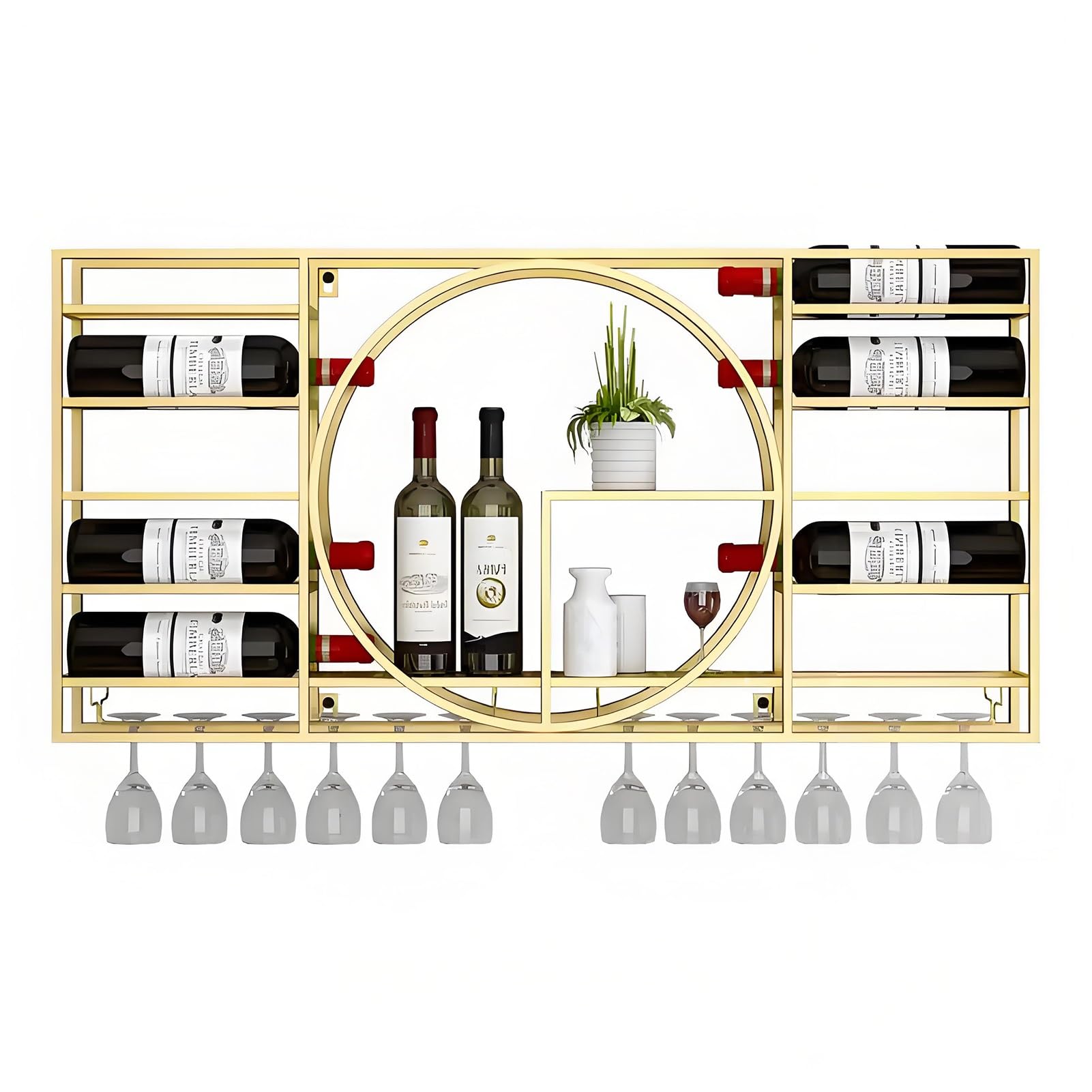Casier à vin mural flottant en métal créatif pour une décoration de bar raffinée
