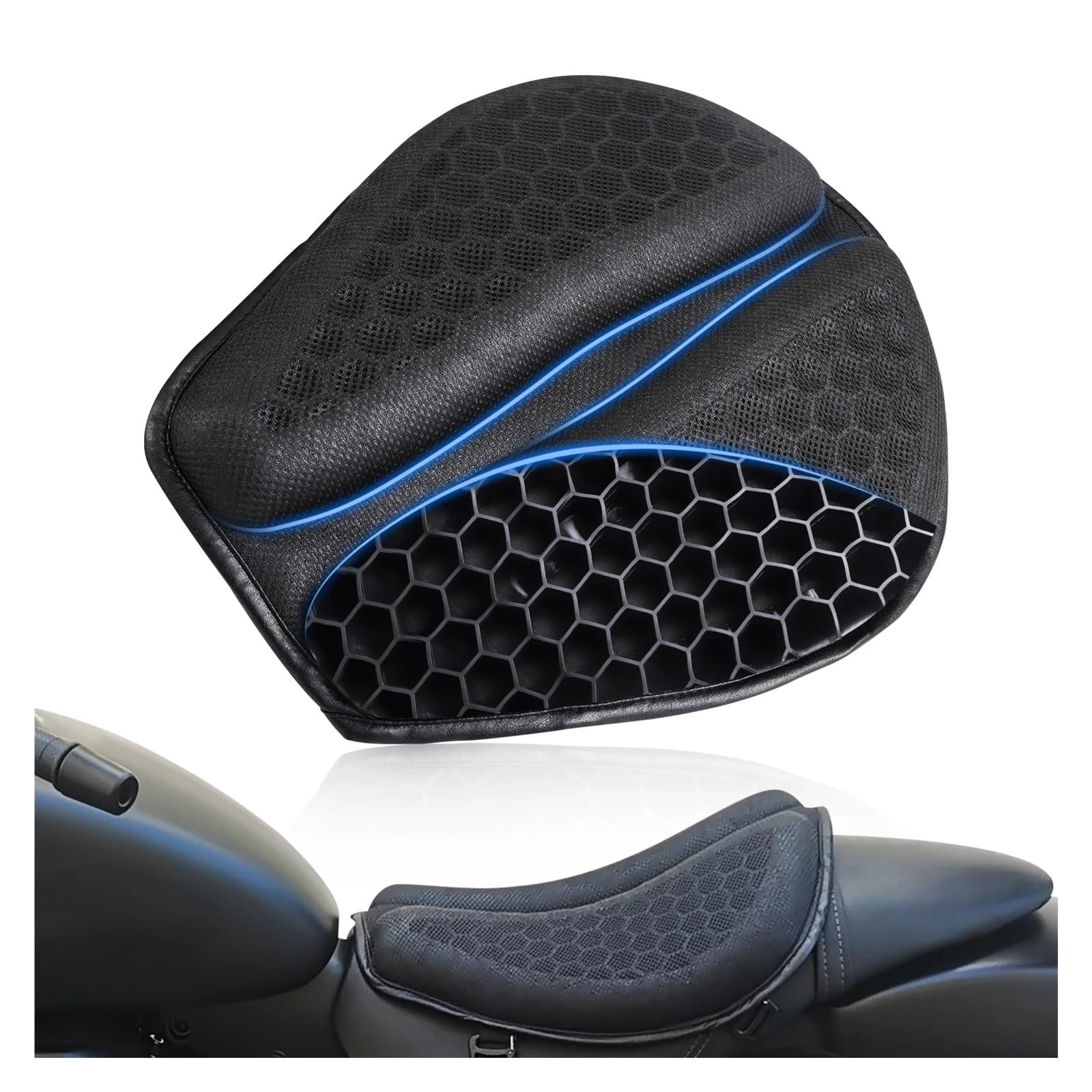 Cojín De Asiento De Motocicleta Funda Cómodo Asiento De Motocicleta Estructura Panal 3D Transpirable Almohadilla Asiento De TPE para Motocicleta Asientos