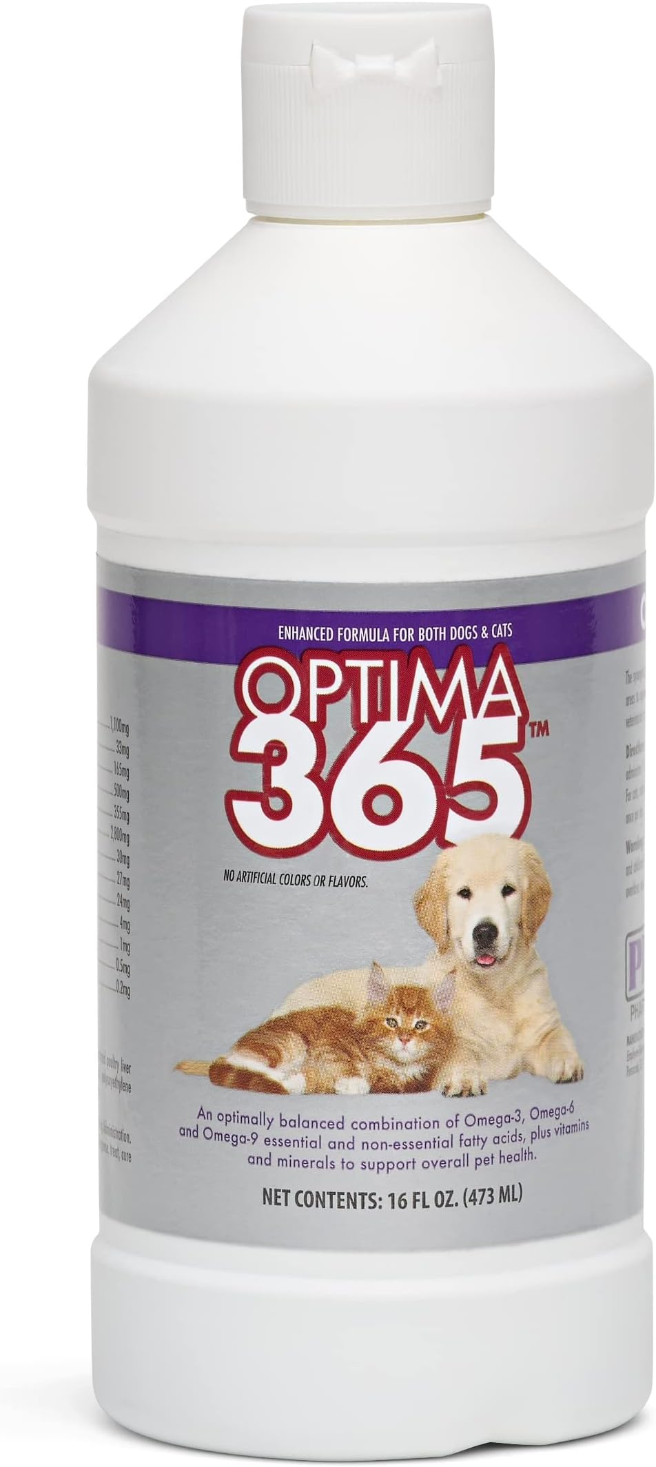 PRN Pharmacal OPTIMA 365 - Essential Fatty Acids Nutritional Supplement for Cats & Dogs - With Omega-3, Omega-6, Omega-9, & Other Vitamins & Minerals to Support Overall Pet Health - 16 Fl Oz