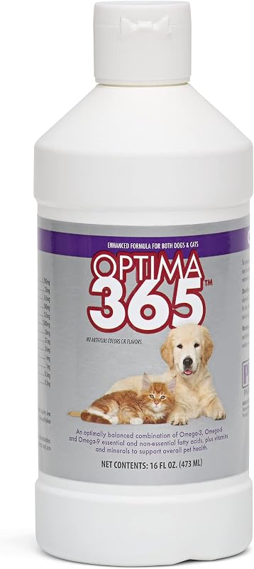 Suplemento de Óleo de Peixe PRN Optima 365 para Pele e Pelagem de Cães e Gatos, 473 mL