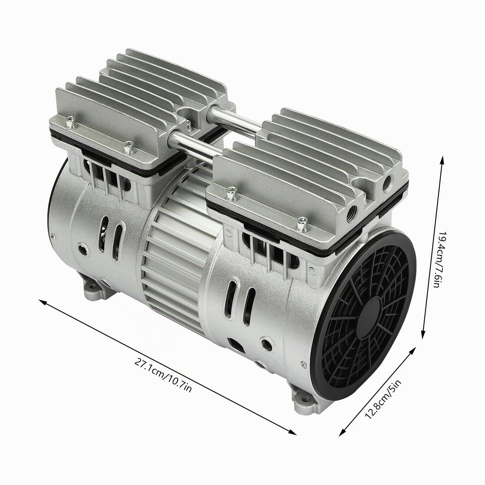 Compressore d'aria silenzioso 8 bar Motore 500W/800W Gruppo compressore senza olio compressore rotore Testa 125 l/min (550W)