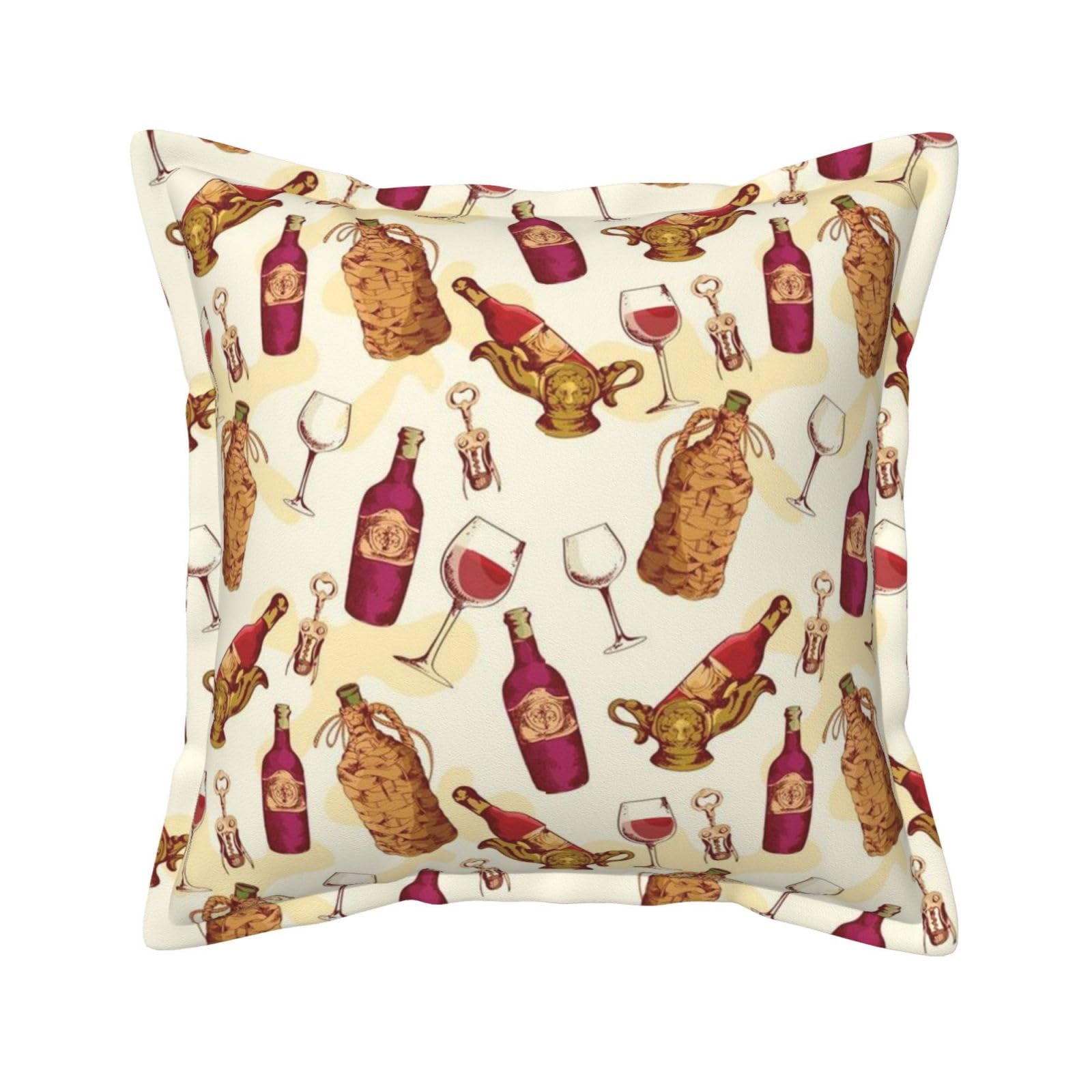 Housse de coussin imprime vin rouge en cuir rustique de 50,8x50,8 cm pour decoration de canape