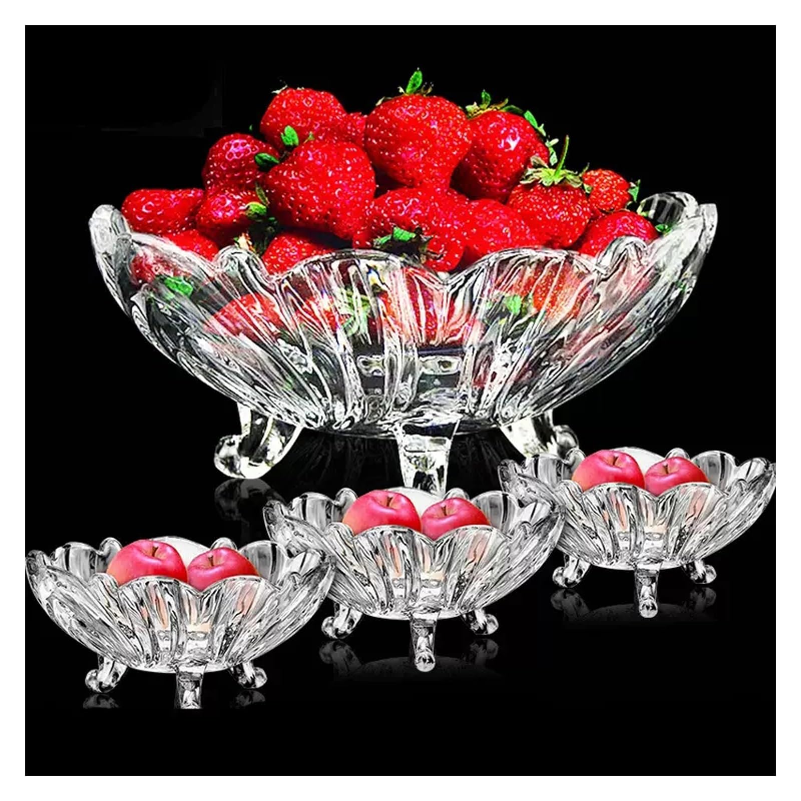 Plat de fruits 2 pièces style domestique moderne salon table basse assiette à collation créative en verre de couchage fruits sur pulvérisation transparente grande