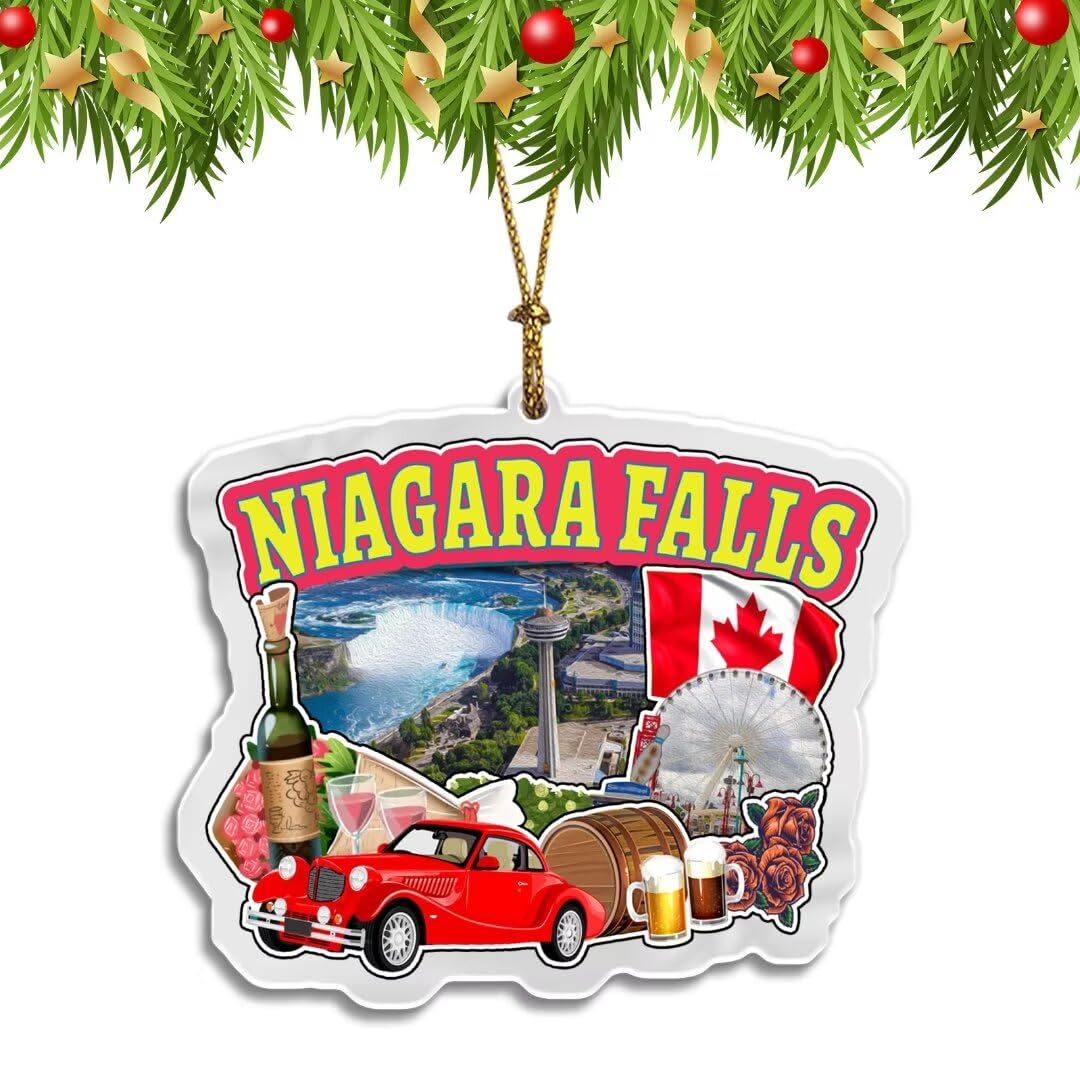 Niagara Falls Ontario Canada Christmas Ornament Transparent Acrylic City Travel Souvenir Hanging Personalized Car Rearview Mirror Backpack Pendant