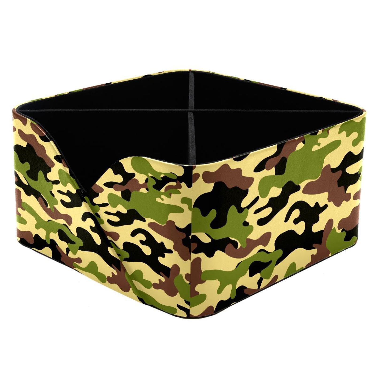 KengjuTesu Military Camouflage Desktop Organizer Pen Holder, Rectangular Pencil Cup for Office, Study and Makeup Stations