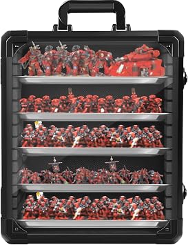 OUUTMEE Miniatures Storage Case, Miniatures Carry Case with Aluminium Alloy Frame, miniature Transport case with 5 Metal Trays, Lockable Box for Collectibles Medium