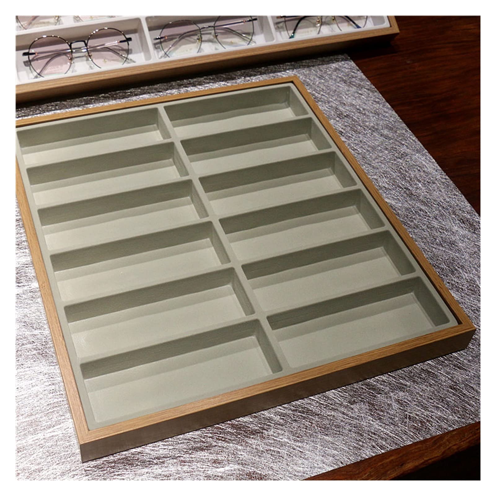 Support pour lunettes de soleil 7SLOT / 12SLOT / 18SLOT / Lunettes 24SLOT Lunettes d'affichage Boîte de lunettes de soleil Afficher les lunettes de décoration Boîte de stockage Boîte de rangement Supp