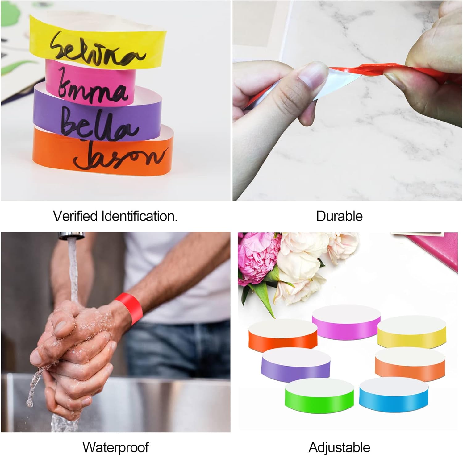 1400 Packs Paper Wristbands for Events, 7 Colors Waterproof Neon Party Wristbands Armband Paper Bracelets Identification Wristbands for Concert Club Bar Entrance Admission Party - Image 3