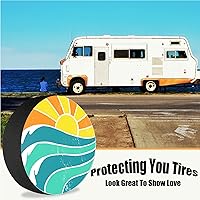 Vista 2 de Cubierta de neumático de repuesto para verano, olas de sol, accesorios de campamento para neumáticos de repuesto, resistentes a la intemperie, a