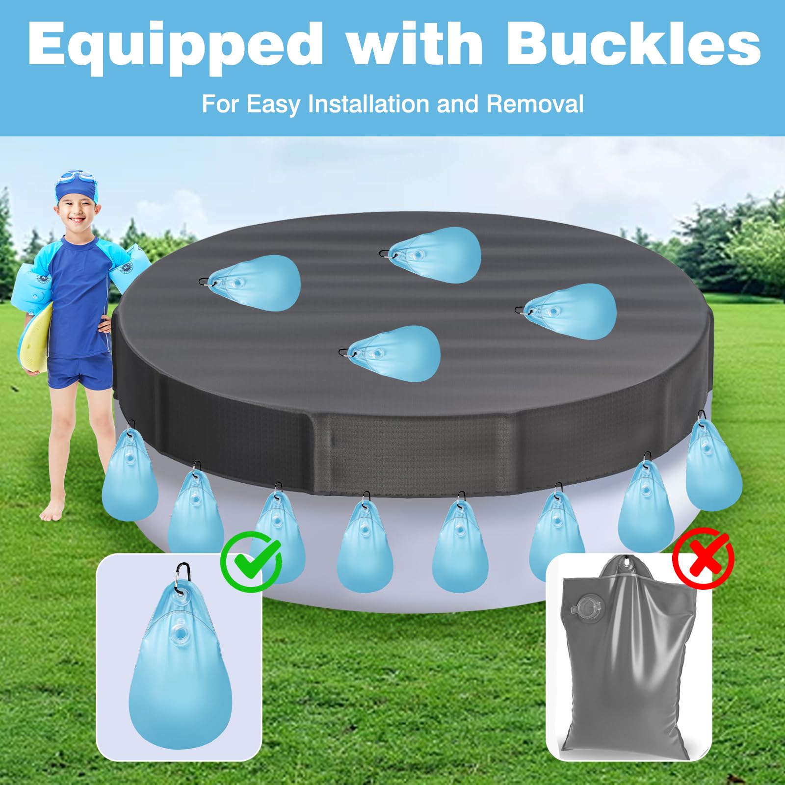 12 Pezzi Pesi della Copertura della Piscina, 30x25cm Sacchi per Pesi per Coperture di Piscine, Sacchi Appesi per Coperture di Piscine, per Piscina Fuori Terra Inverno Copertura